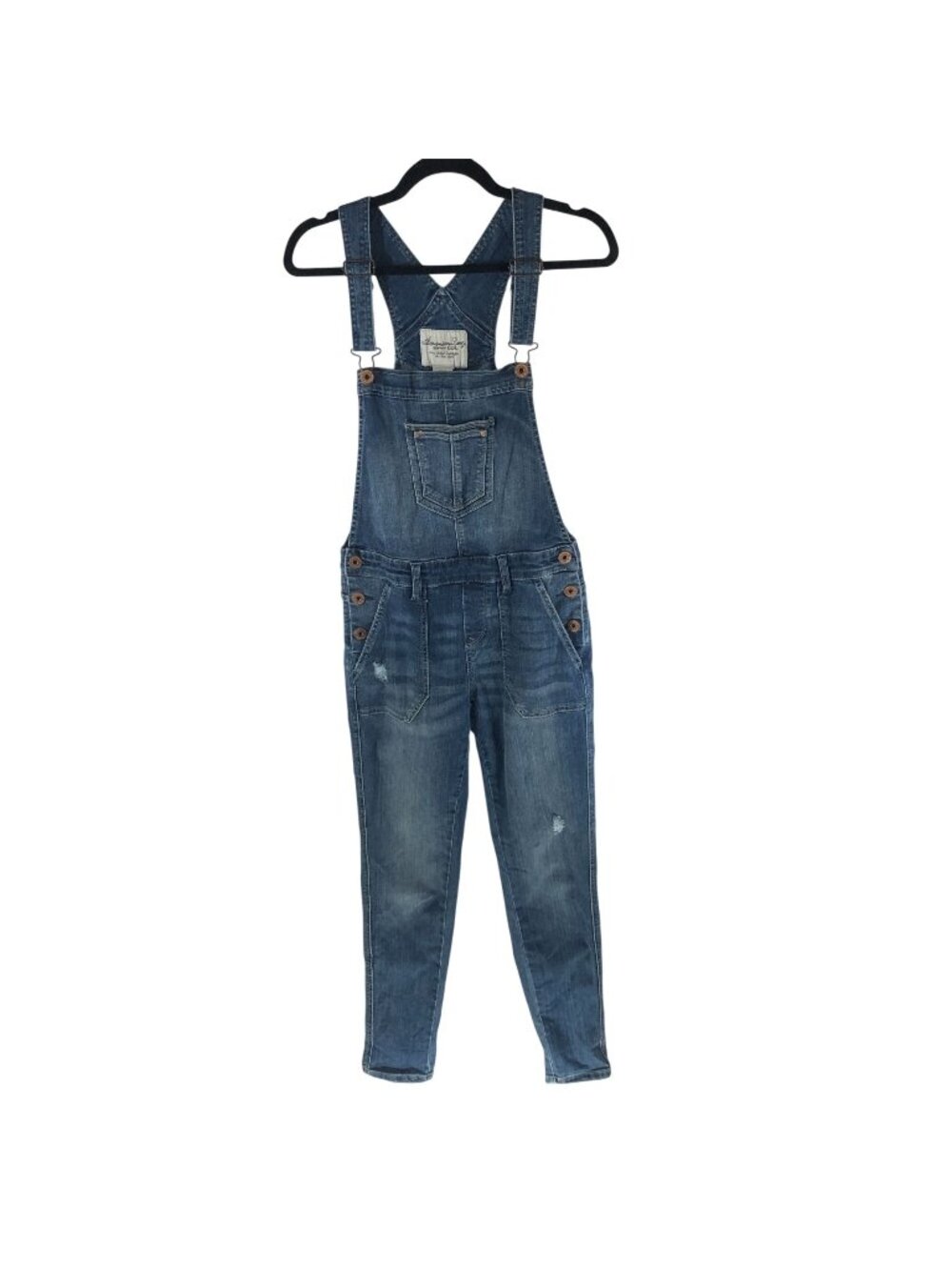 American Rag Women Overalls Denim Blue Skinny Distressed Stretch Size 3